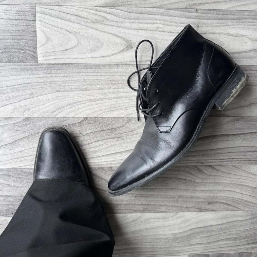 Calvin Klein Rolando Leather Oxford Shoes Size 11 Black Dress Boots